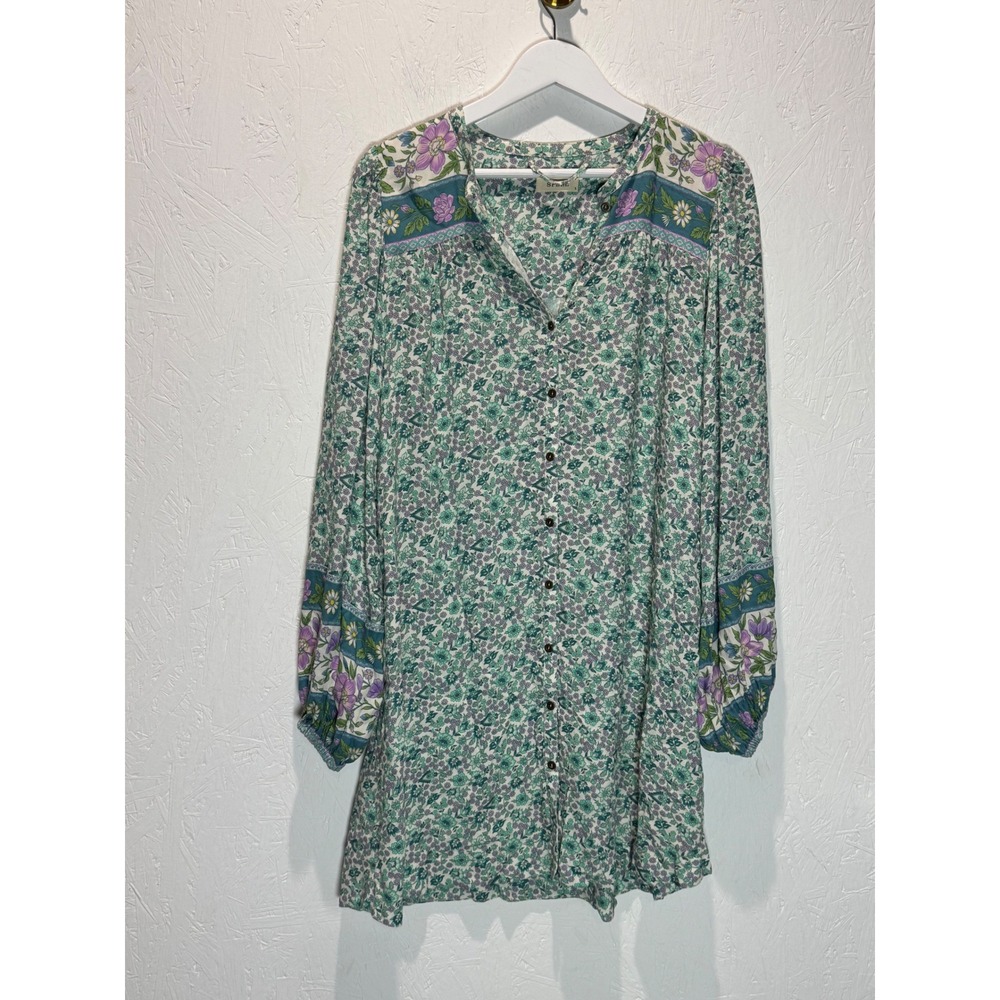 Spell & The Gypsy Collective Floral Button Front Mini Dress Green Purple S